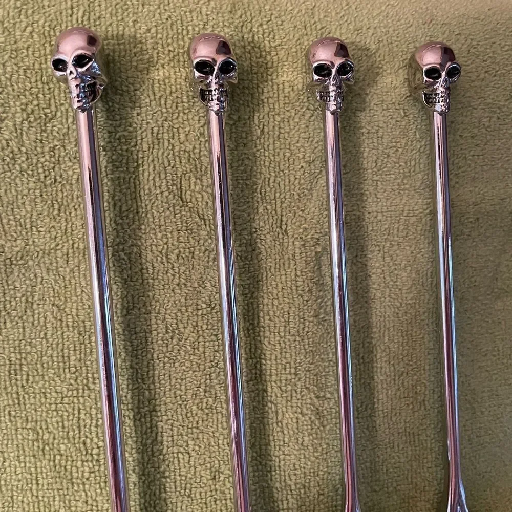 Pottery Barn Skull Bone Metal Stir Sticks set of 4